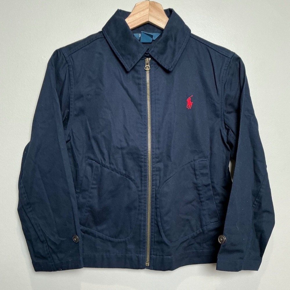 Polo Ralph Lauren Harrington Jacket Kids Size S (8) Navy Blue Cotton EUC